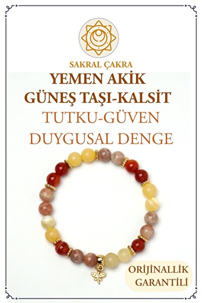 Orenda Design Akik, Kaplan Gözü, Kalsit Taşlı Güneş Çakra Bilekliği – Enerji ve Özgüven
