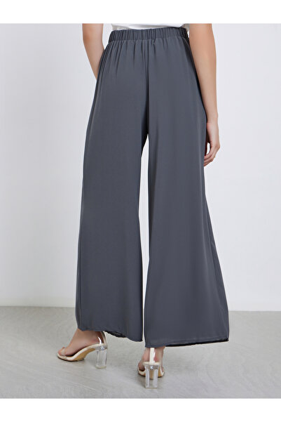 Styli Elegant Charcoal Wide Leg Trousers