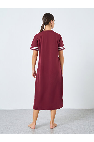 Styli West Coast Striped Sleeve Button Through Nightshirt Dress