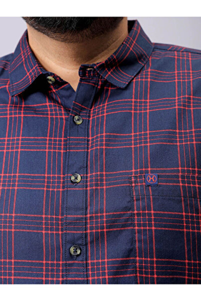 HardSoda By Styli Plus Men Navy Regular Fit Checkered Casual Shirt
