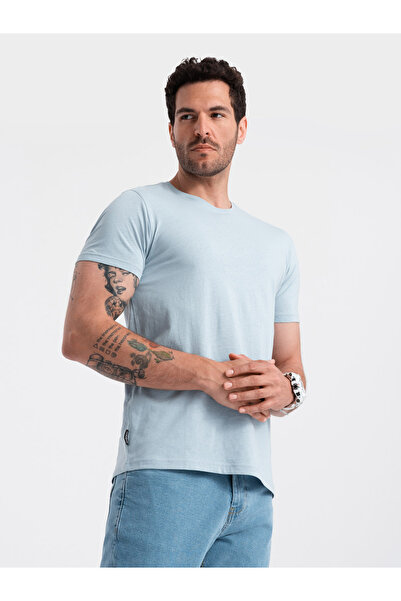 OMBRE Pánské klasické bavlněné tričko BASIC - světle modré V19 OM-TSBS-0146 XXL