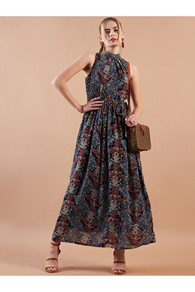 Freehand By Styli Women Navy Sleeveless Maxi Dress