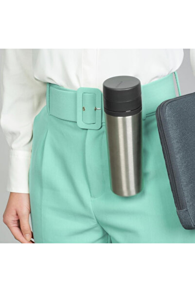 Brabantia Make&Take 1008487 Thermos Bottle, 500 ml, Double Walled, No BPA, Stainless Steel/Dark Grey