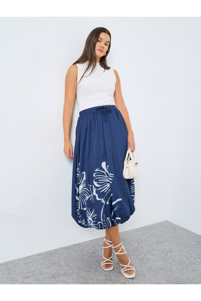 Styli Women Blue Floral Balloon Fit Skirt