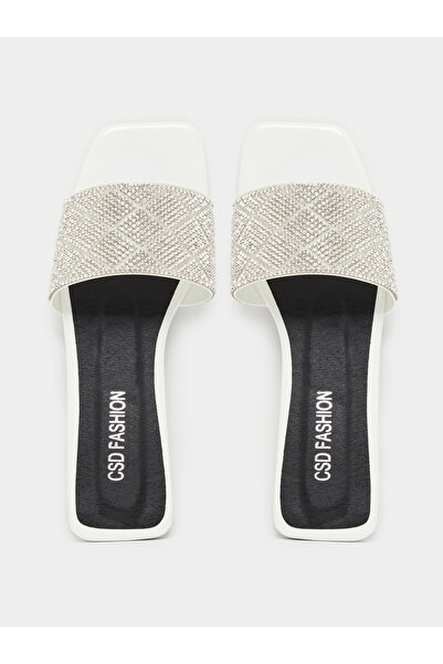 Take Two By Styli Rhinestone Embellished Vamp Flat Sandals