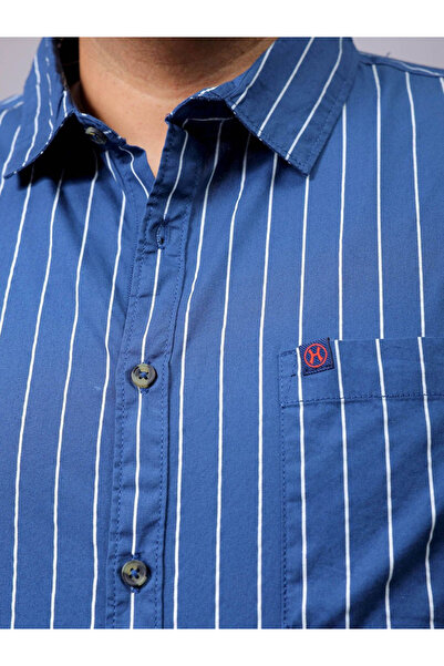 HardSoda By Styli Plus Men Blue Regular Fit Striped Casual Shirt