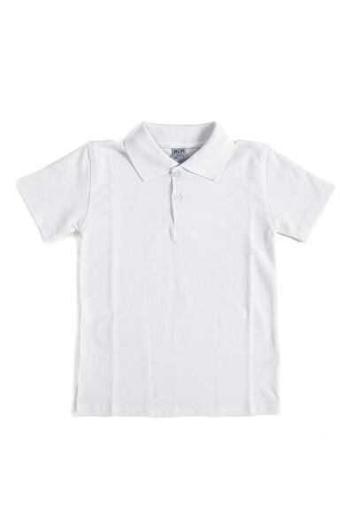 rednelax Tricou alb cu mânecă scurtă, culoare uni, cu guler, pentru copii de ...