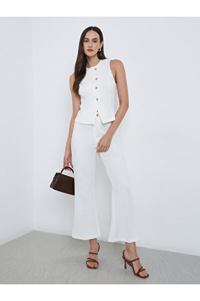 Styli Cream Flared Trousers