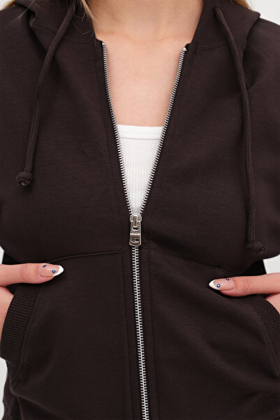 Addax Kapüşonlu Fermuarlı Sweatshirt H10508