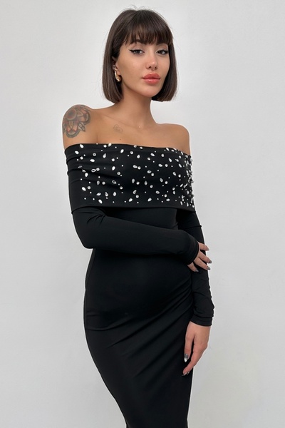 New Now Scarlet Long Sleeve Madonna Stone Dip-Dye Fabric Dress