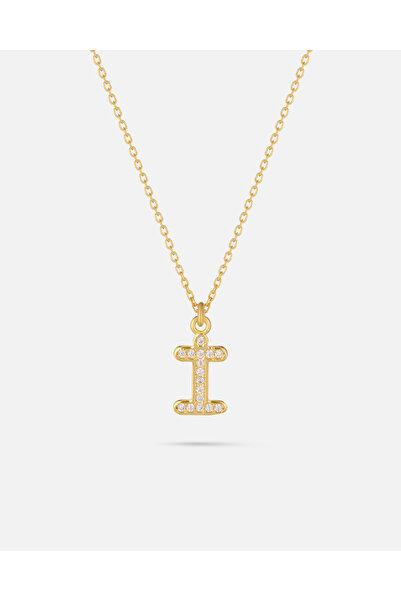 MEKS JEWELS 14 Ayar Altın Taşlı Harfli Kolye
