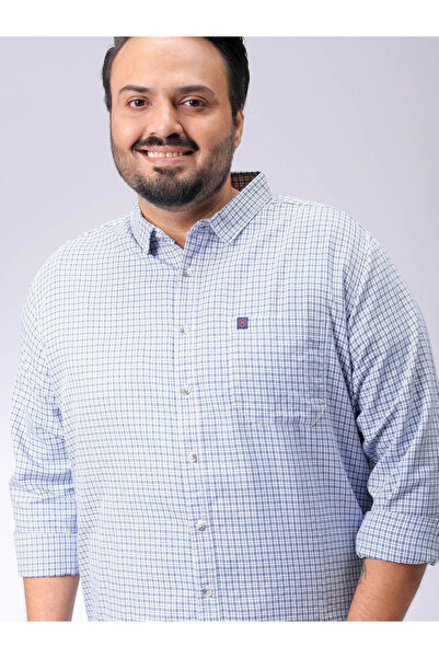 HardSoda By Styli Plus Men Blue Regular Fit Grid Check Shirt