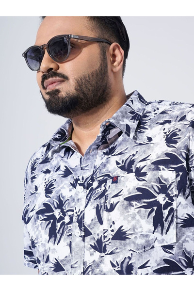 HardSoda By Styli Plus Men White Regular Fit Printed Casual Shirt