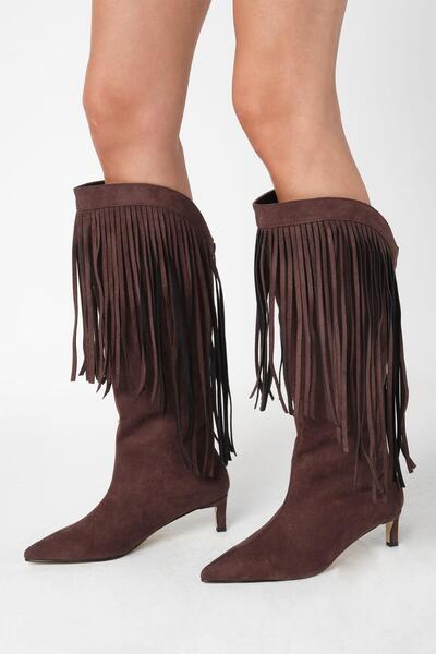 Mio Gusto Nikki Brown Tasseled Women's Boots