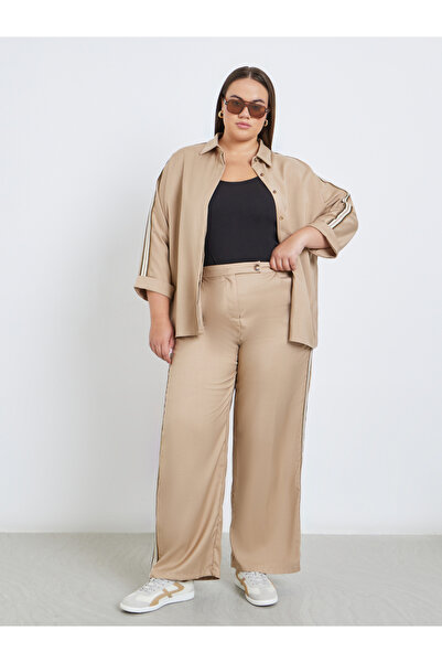 Styli Plus Beige Shirt with Side Tape Detail