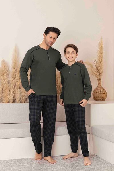 Tarık Father Son Combination Long Sleeve Interlock Pajama Set-4102