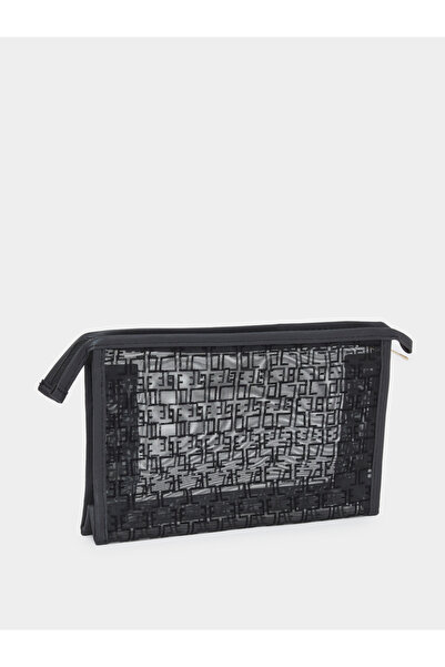 Styli حقيبة غسيل نسائية سوداء بتصميم منقوش