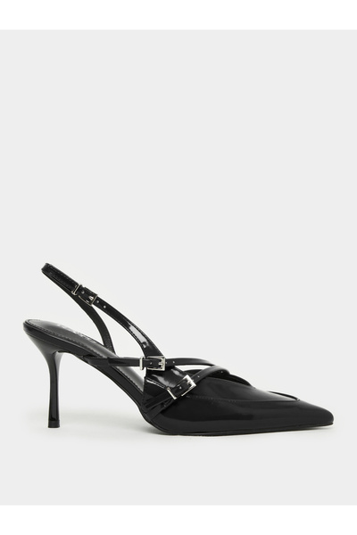 Raid By Styli Black Strappy Buckled High Heel Pumps