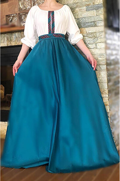 Ie Traditionala Stylized dress with traditional motifs long Margareta
