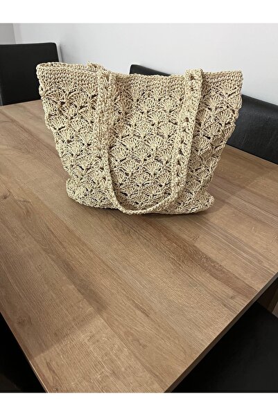 Makrome Paper Rope Knitted Handle Bag