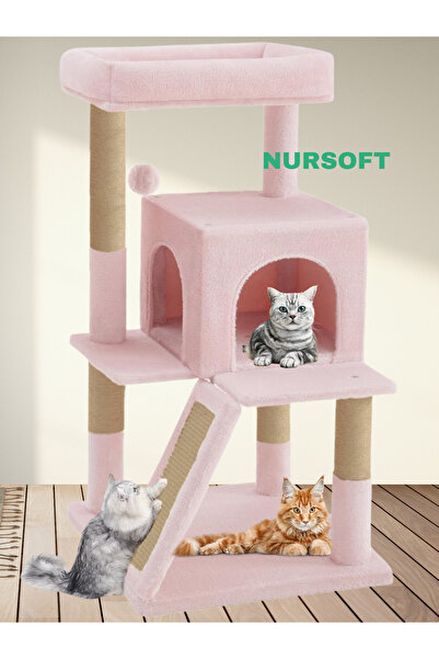 Nursoft Teraslı Dekoratif Kedi Tırmalama Evi