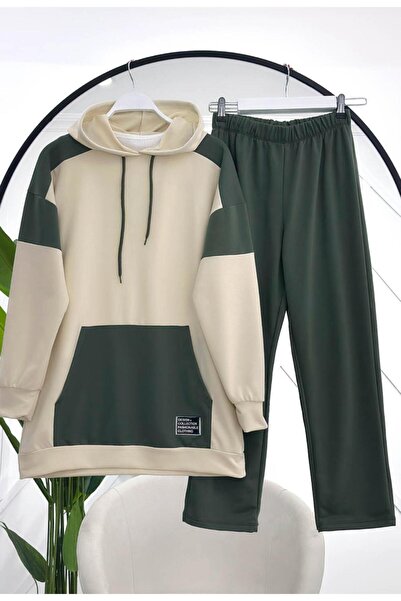 YEDİLALE Hooded Kangaroo Pocket Combed Cotton Double Tracksuit Set [Sweatshirt and Pants Included in the Price]