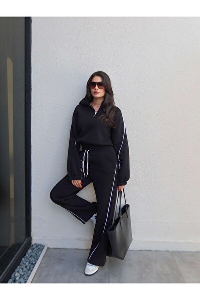 ESRAHELVACI Shardonlu Half-Zipper Suit with Piping