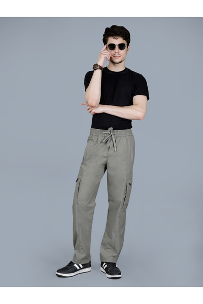 Fort Collins By Styli Men Solid Cargo Pants with Drawstring