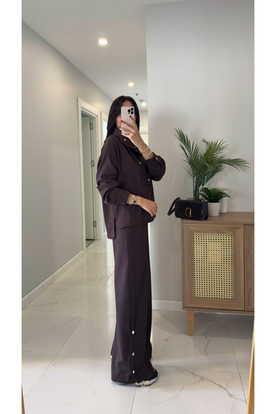 BİRCANÇİL Jenri Brown Snap Detailed Modal Set