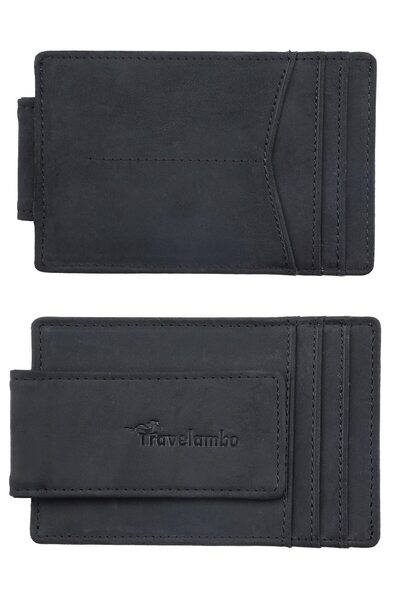 Travelambo محفظة نقود بجيب أمامي رفيعة وبسيطة مزودة بخاصية حجب RFID