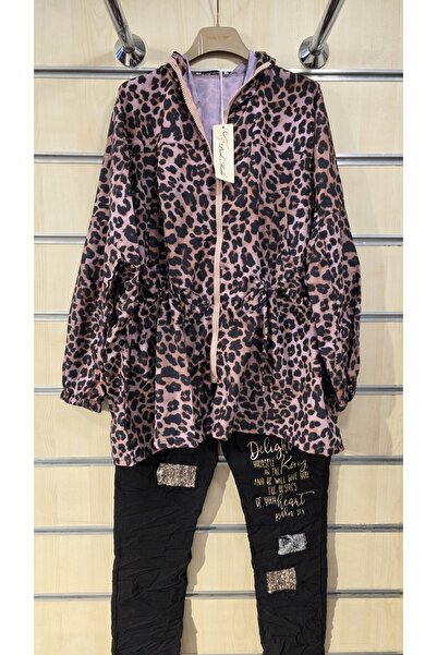 Park Moda Leopard Pattern Zippered Thin Raincoat Windbreaker