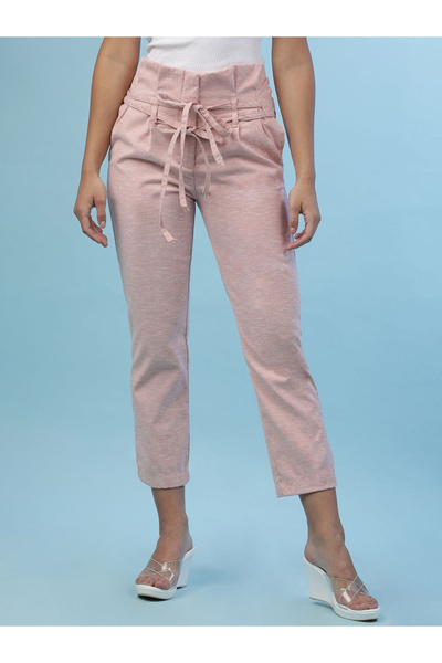 Freehand By Styli Women Pink Slim Fit Cropped Pants