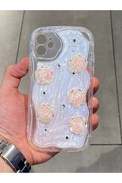 Mee.co İphone 11 Uyumlu 3D Çiçek Figürlü Silikon Kılıf Epoksi Tasarım Şeffaf ...