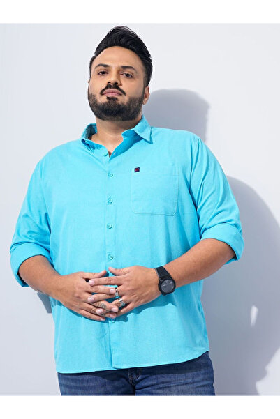 HardSoda By Styli Plus Men Turquoise Regular Fit Casual Shirt