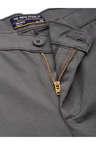 The Indian Garage Co By Styli Men Grey Slim Fit Solid Cargo Pants