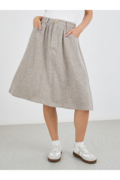 Take Two By Styli Solid A-Line Midi Skirts