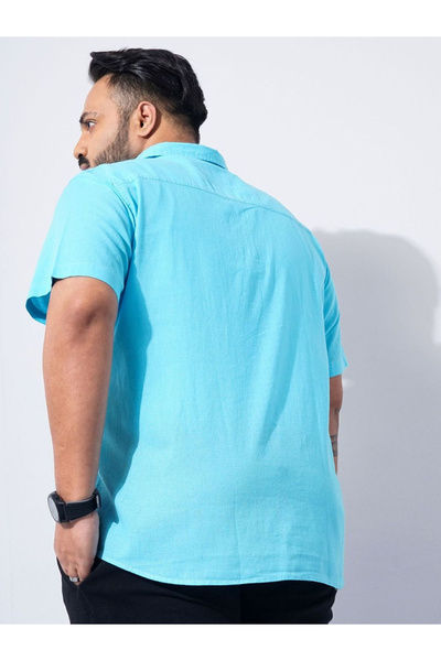 HardSoda By Styli Plus Men Turquoise Regular Fit Casual Shirt