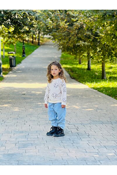 DİVİSTA Unisex Children's Terry Cloth Printed Long Sleeve Sweatshirt