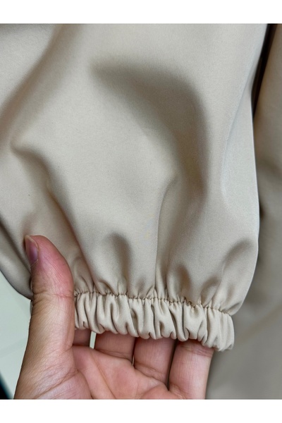 BENAHOLL Doredra Kol Lastikli Düğmeli Uzun Trençkot-EK174 Taş