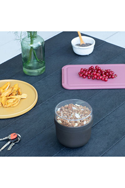 Brabantia Make&Take Breakfast Bowl 1006296, 500+180 ml, Screw Cap, BPA Free, Dark Grey