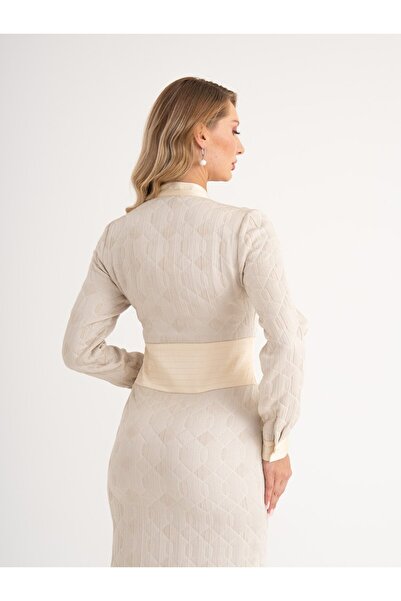 SERPİL Yırtmaçlı Kadın Elbise - Taş Düğmeli - Modern ve Şık - Ofis ve Davet Şıklığı için Elbise