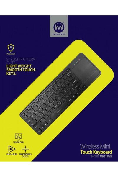 Microdigit Mini Wireless Touch Keyboard - Practical with Built-in Touchpad Mini Wireless Touch Keyboard