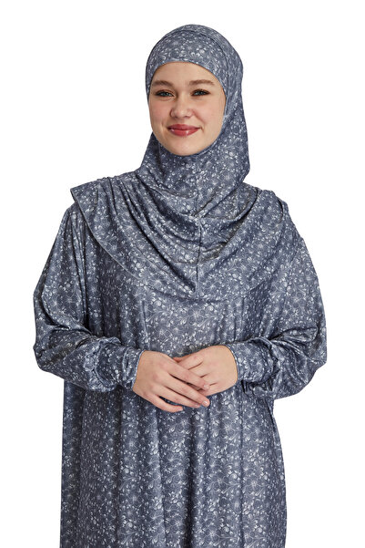 manolyaşal islamic hijab فستان صلاة عملي من قطعة واحدة مزين بالزهور - مدخن