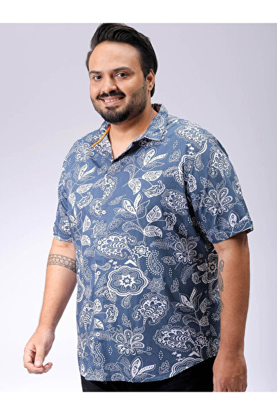 HardSoda By Styli Plus Men Navy Regular Fit Floral Casual Shirt