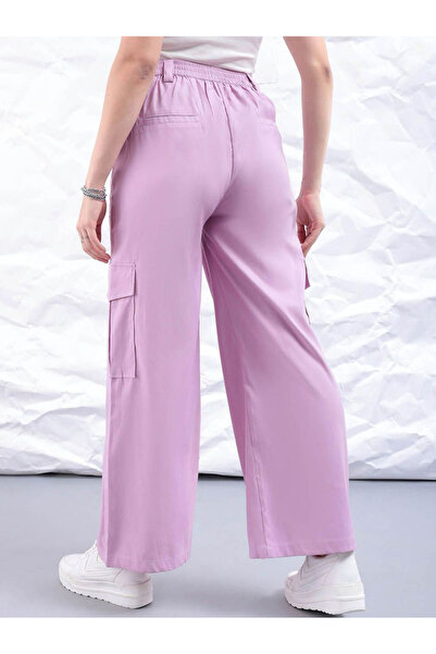 Freehand By Styli Women Purple Flared Cargo Trousers