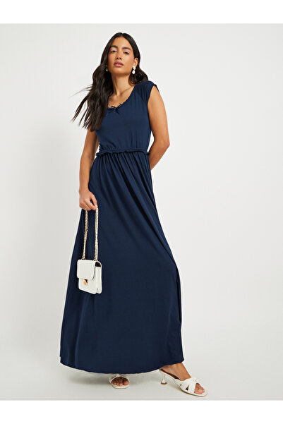 Take Two By Styli Navy Blue Sleeveless Maxi Dress