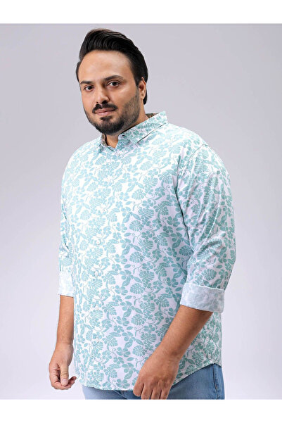 HardSoda By Styli Plus Men Blue Regular Fit Floral Casual Shirt