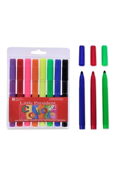 SHOPIENS Set of 8 Thick Tip Markers, Various Colors, for School, Drawing, Cre...