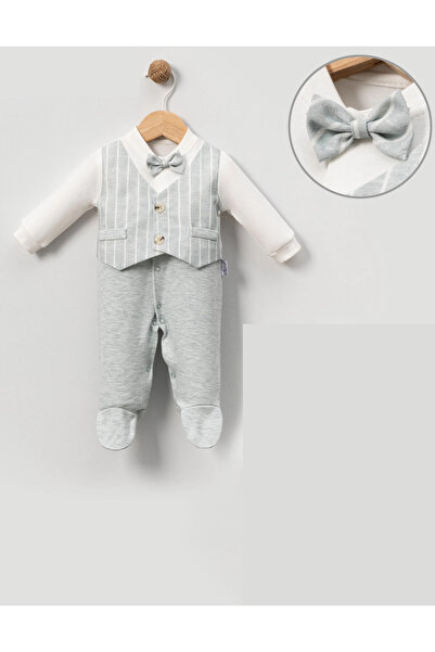 LAMATO BABY İNCE ÇİZGİLİ YELEKLİ Bebe Erkek TULUM