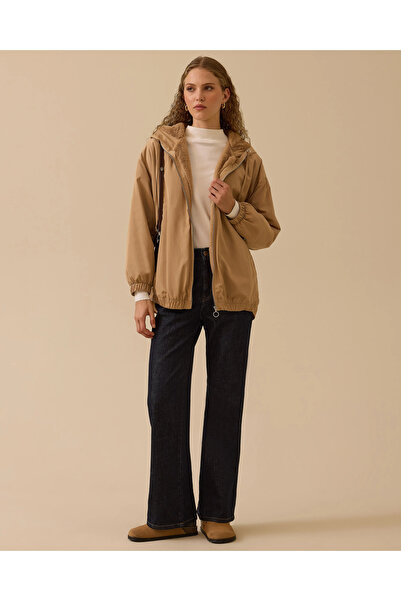 SEÇİL Furry Hooded Anorak with Pockets